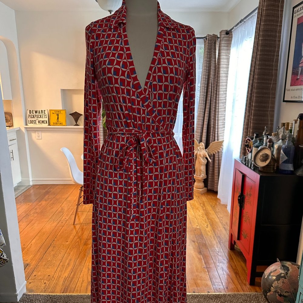 Classic wrap dress with funky 70's style print from Boden